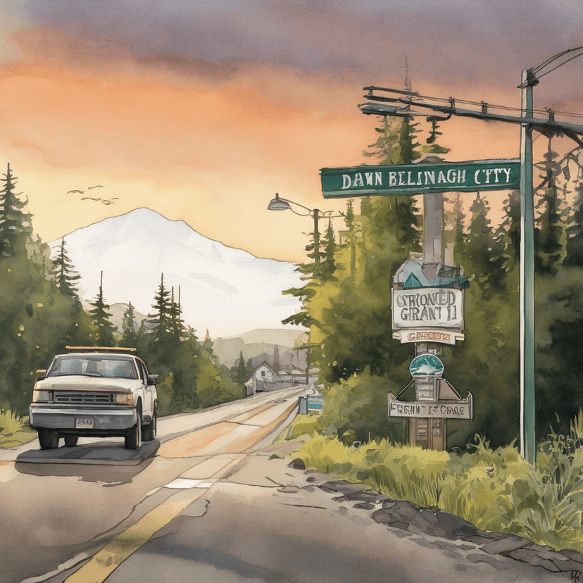 Bellingham's crooked E wears a ferry grant sticker